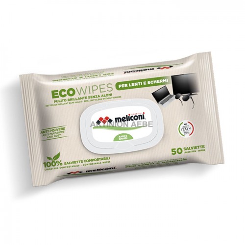 MELICONI ECO WIPES FOR SCREENS Καθαριστικά μαντηλάκια για φακούς φωτογραφικών μηχανών και οθόνες σε συσκευασία 50 τεμαχίων