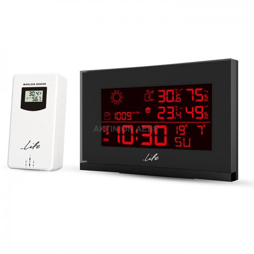 LIFE TUNDRA CURVED 8C weather station with wireless outdoor sensor 8 different 5.5 color LCD display and clock alarm