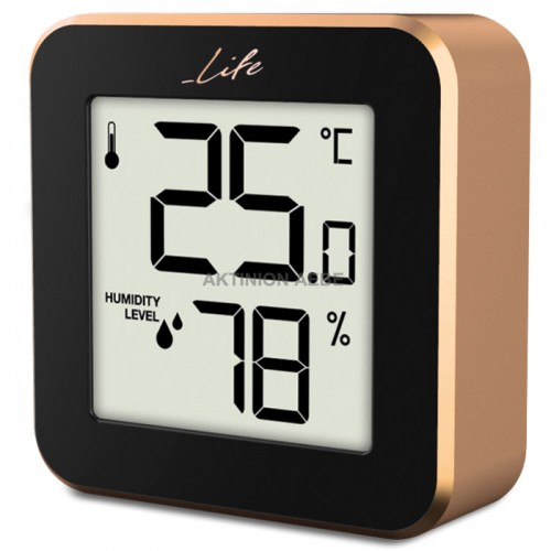 LIFE Alu Mini ROSE GOLD Ψηφιακό θερμόμετρο και υγρόμετρο εσωτερικού χώρου