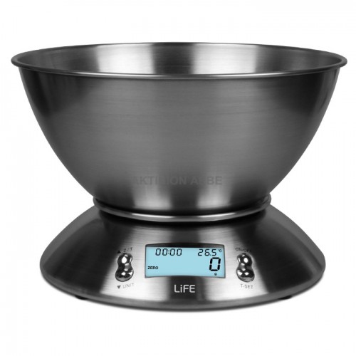 LIFE Mise En Place Stainless steel digital kitchen scale with 1.8L bowl