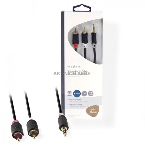 NEDIS CABW22200AT20 Stereo Audio Cable 3.5mm Male 2xRCA Male 2.0m