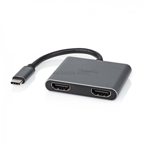 NEDIS CCGP64670BK01 Σταθμός σύνδεσης USB 3.2 USB Type-C αρσ σε 2xHDMI θηλ με καλώδιο 0.1m